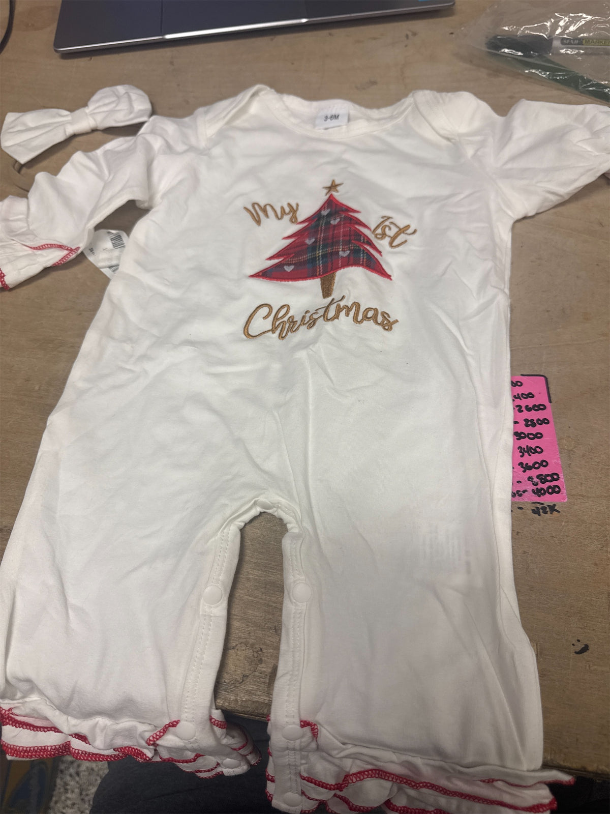 My First Christmas Baby Girl Romper Santa