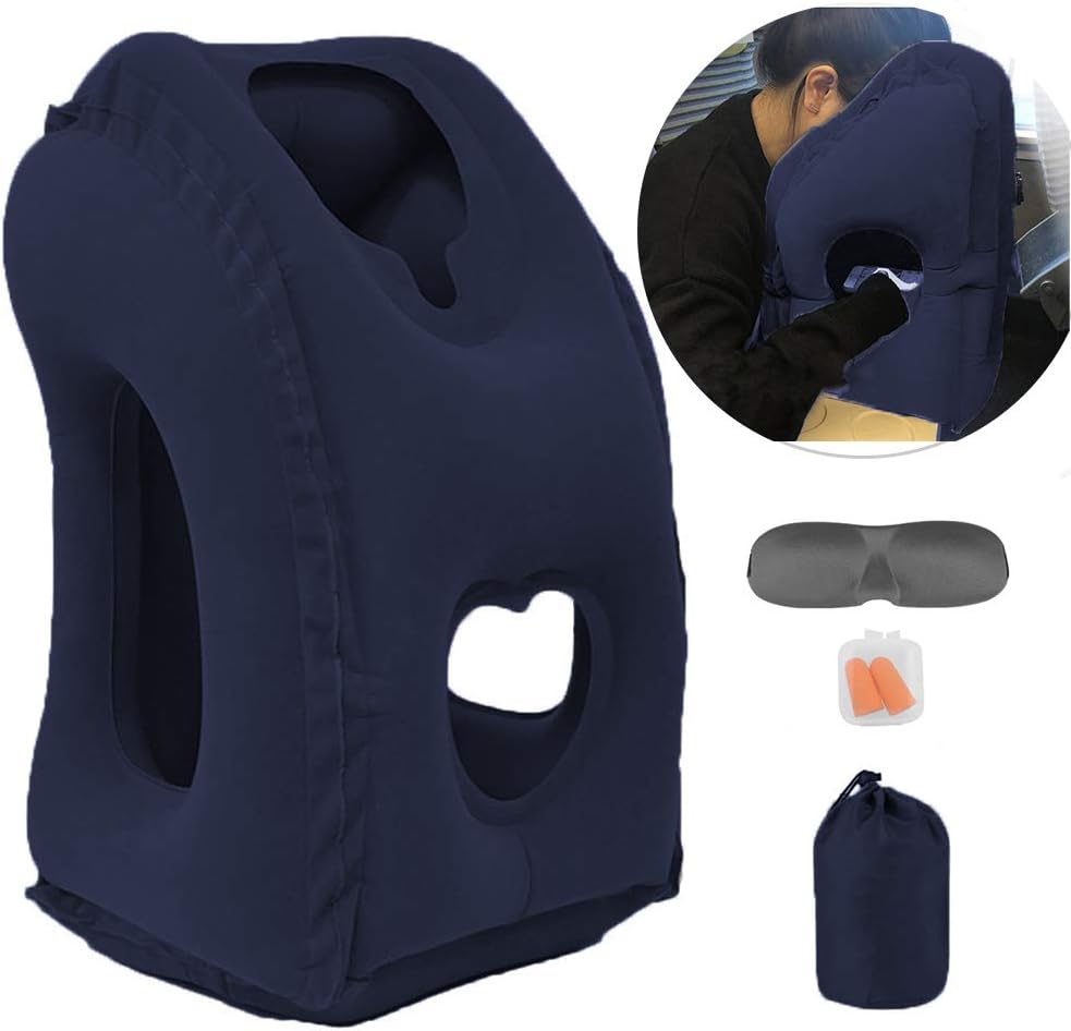 Inflatable Travel Neck Pillow (Blue)