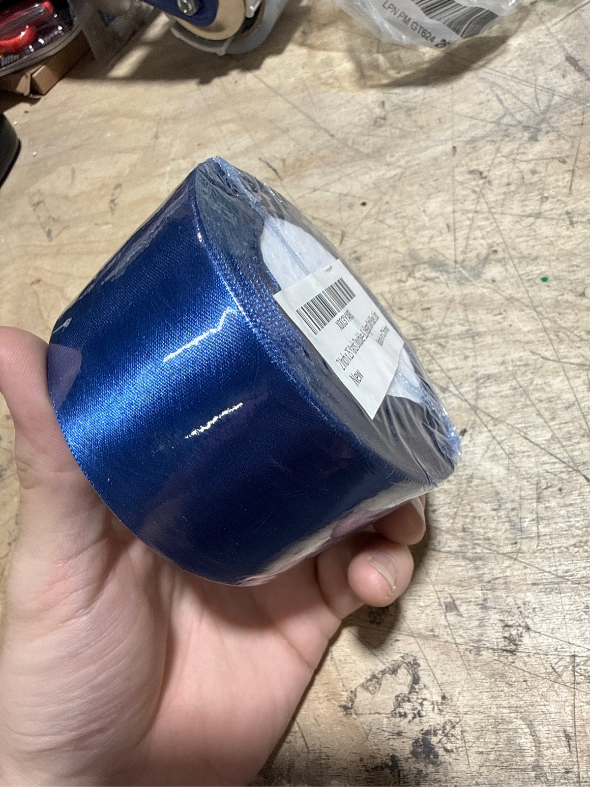 Dark Blue Satin Ribbon Roll, 25 yd
