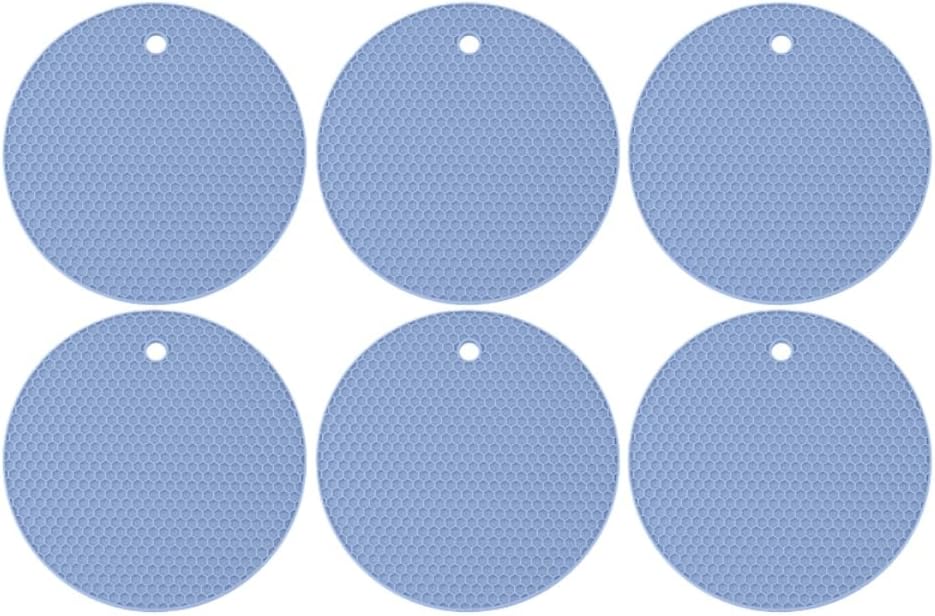 11Ct 7-Inch Silicone Coasters Light Blue