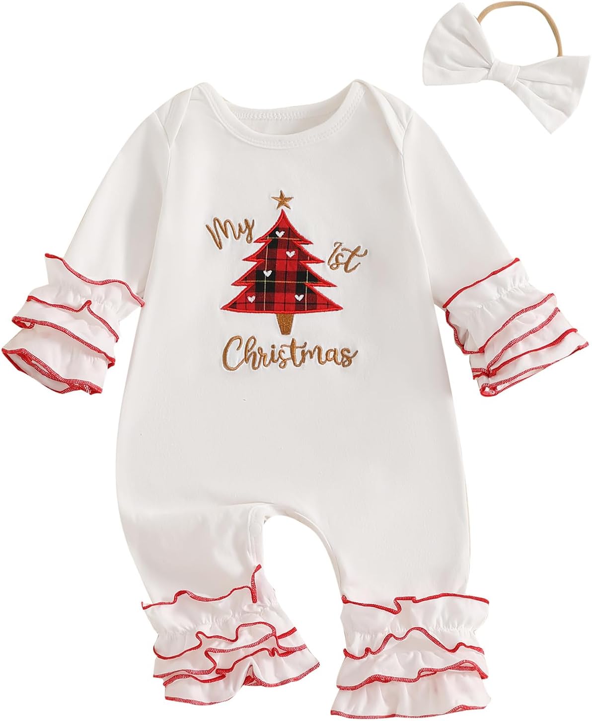 My First Christmas Baby Girl Romper Santa