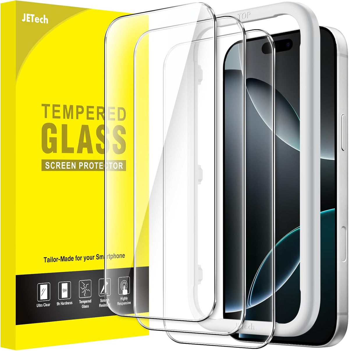 JETech iPhone 16 Pro Screen Protector, 2 Pack