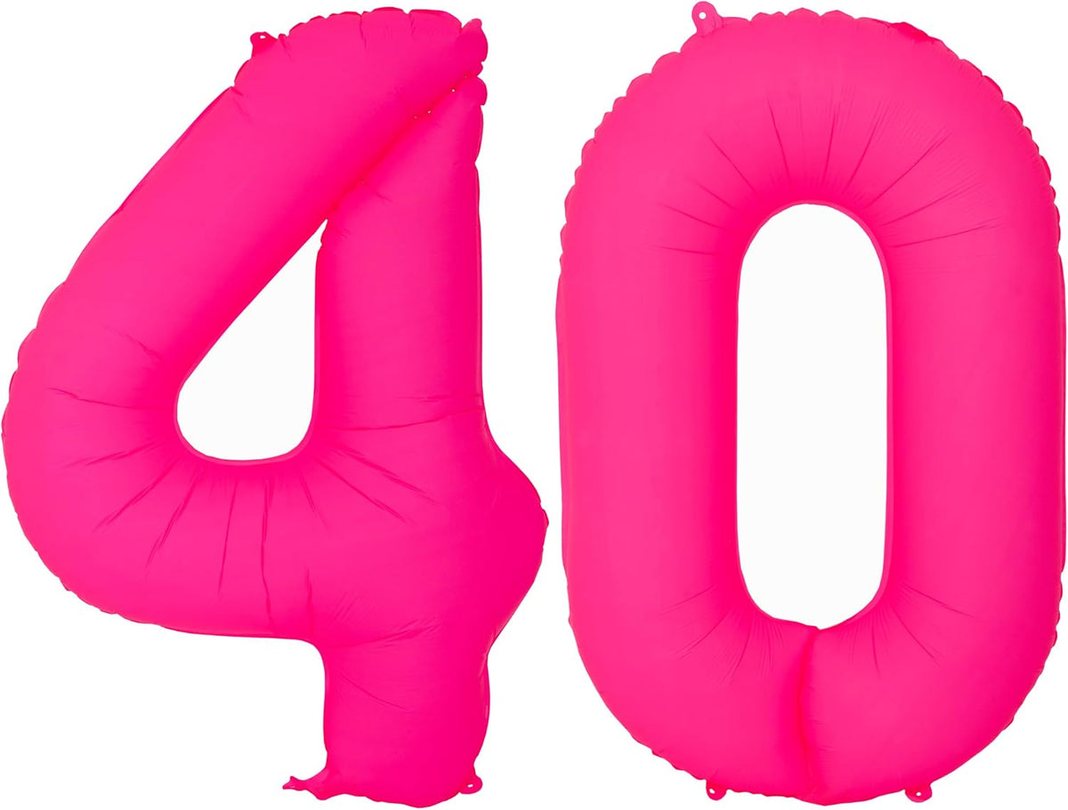 Pink Birthday 40 Balloons Fluorescent Pink