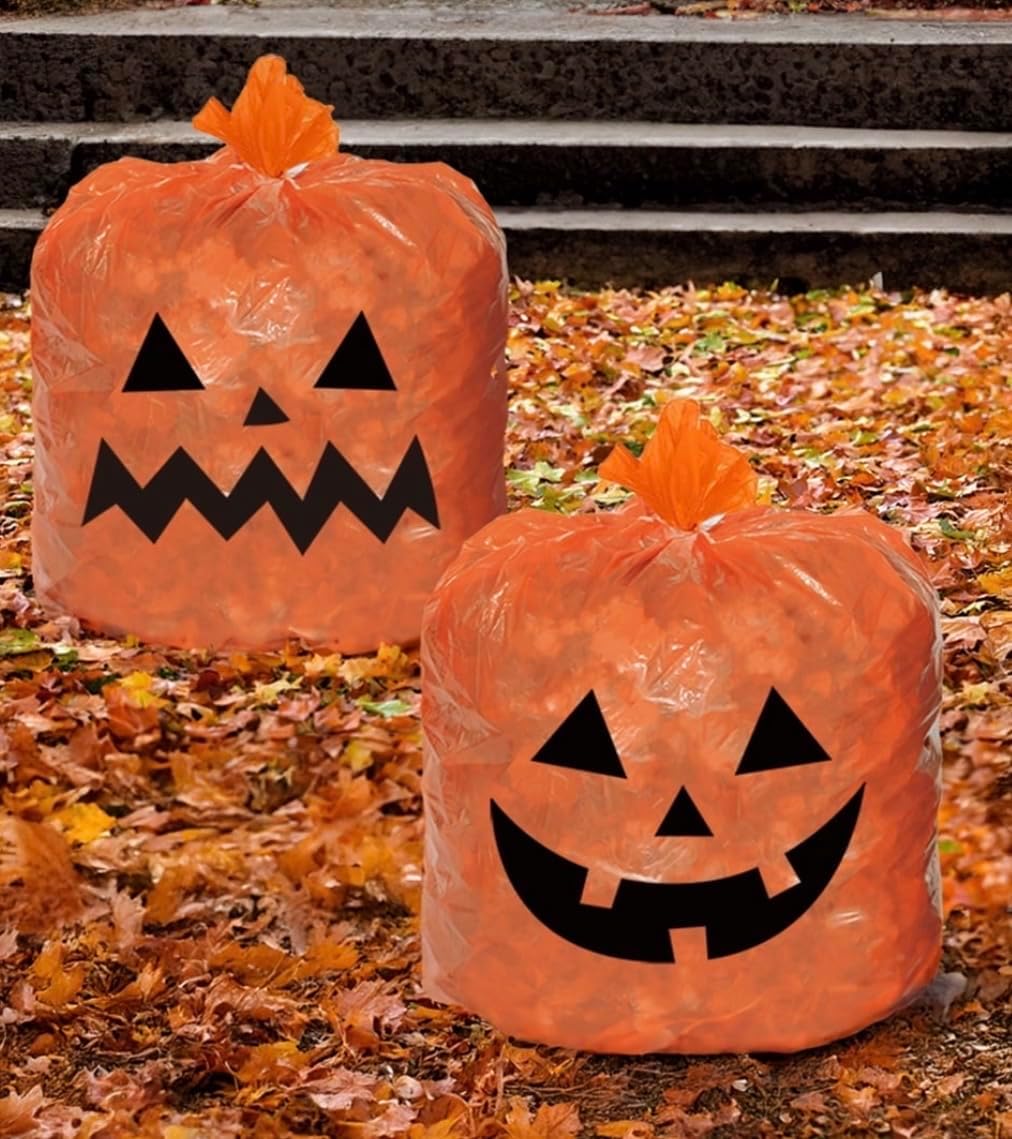 Halloween Jack-o-Lantern Leaf Bags 24x30 (2Pk)
