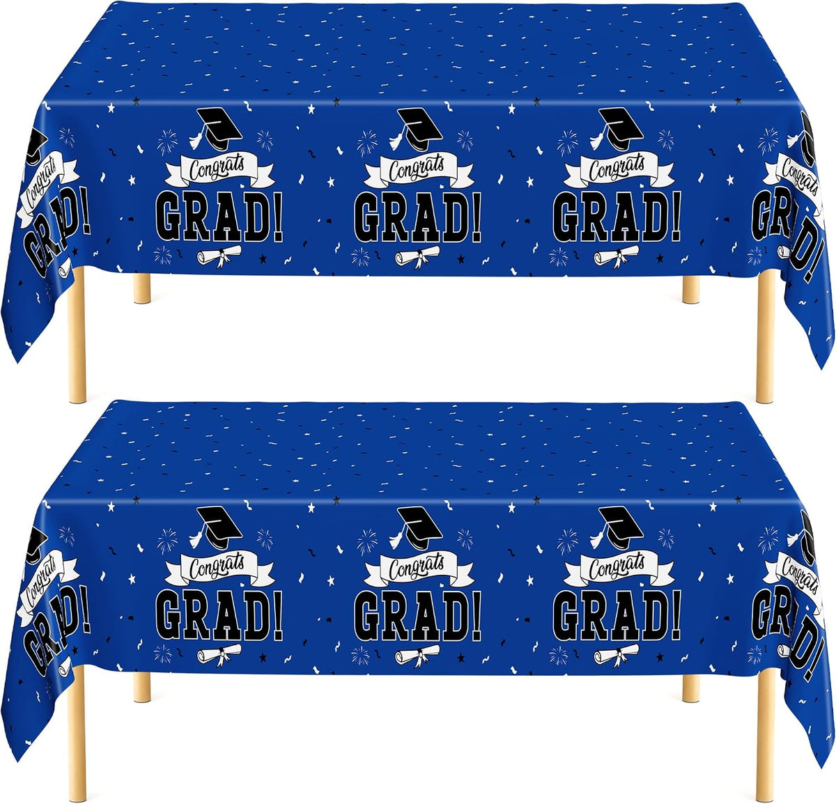 2 pcs Graduation Tablecloth 108"x54" Blue