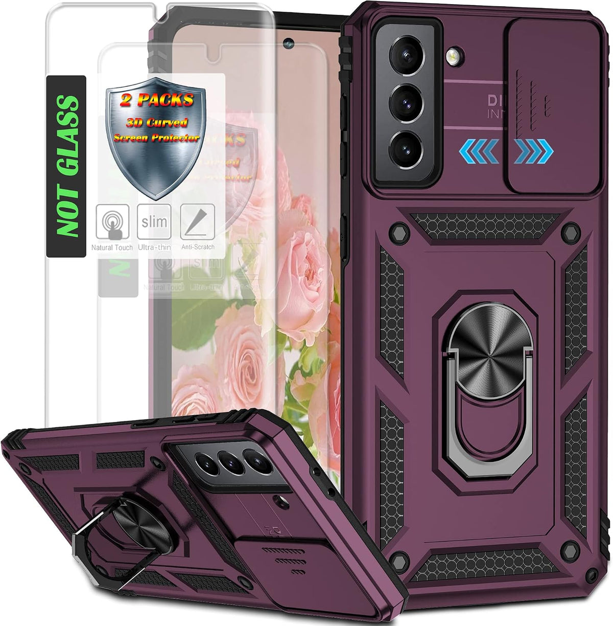 Galaxy S21+ 5G Case with Slide Cover – Wine Red