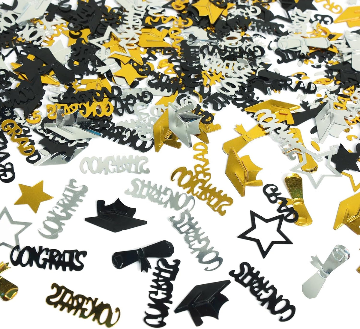 Graduation Confetti Gold Silver Black