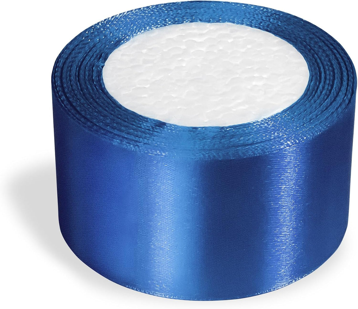 Dark Blue Satin Ribbon Roll, 25 yd