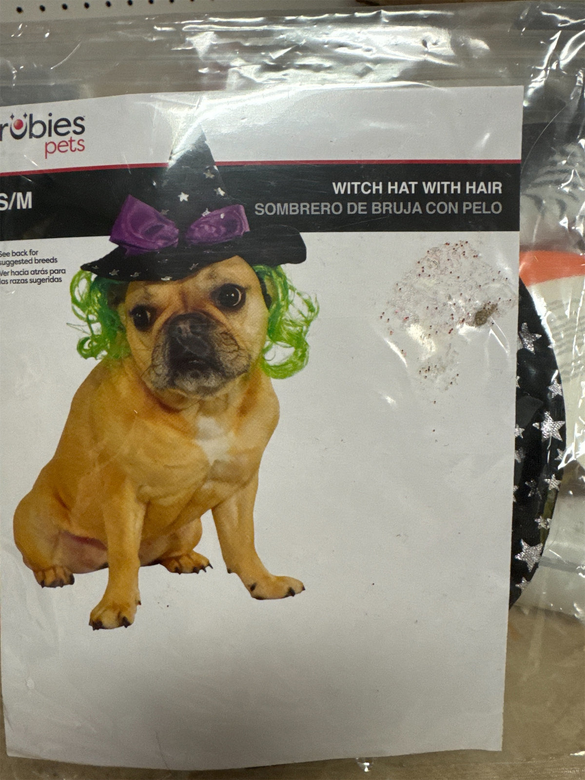 1Pc Rubies Star Witch Hat with Hair, Small/Medium