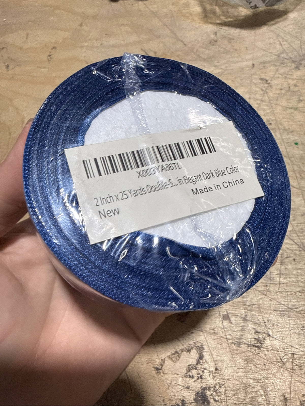 Dark Blue Satin Ribbon Roll, 25 yd